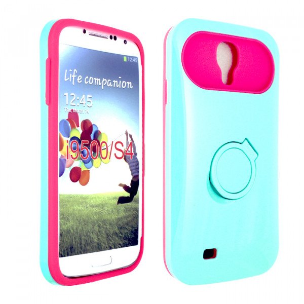 Wholesale Galaxy S4 Gummy Glow Case (Green - Pink)